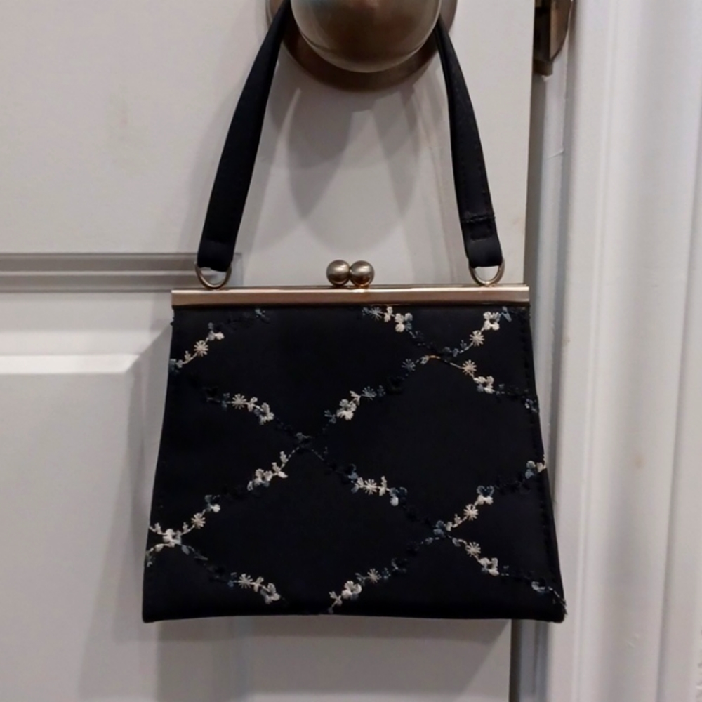 ESPRIT mini black floral purse